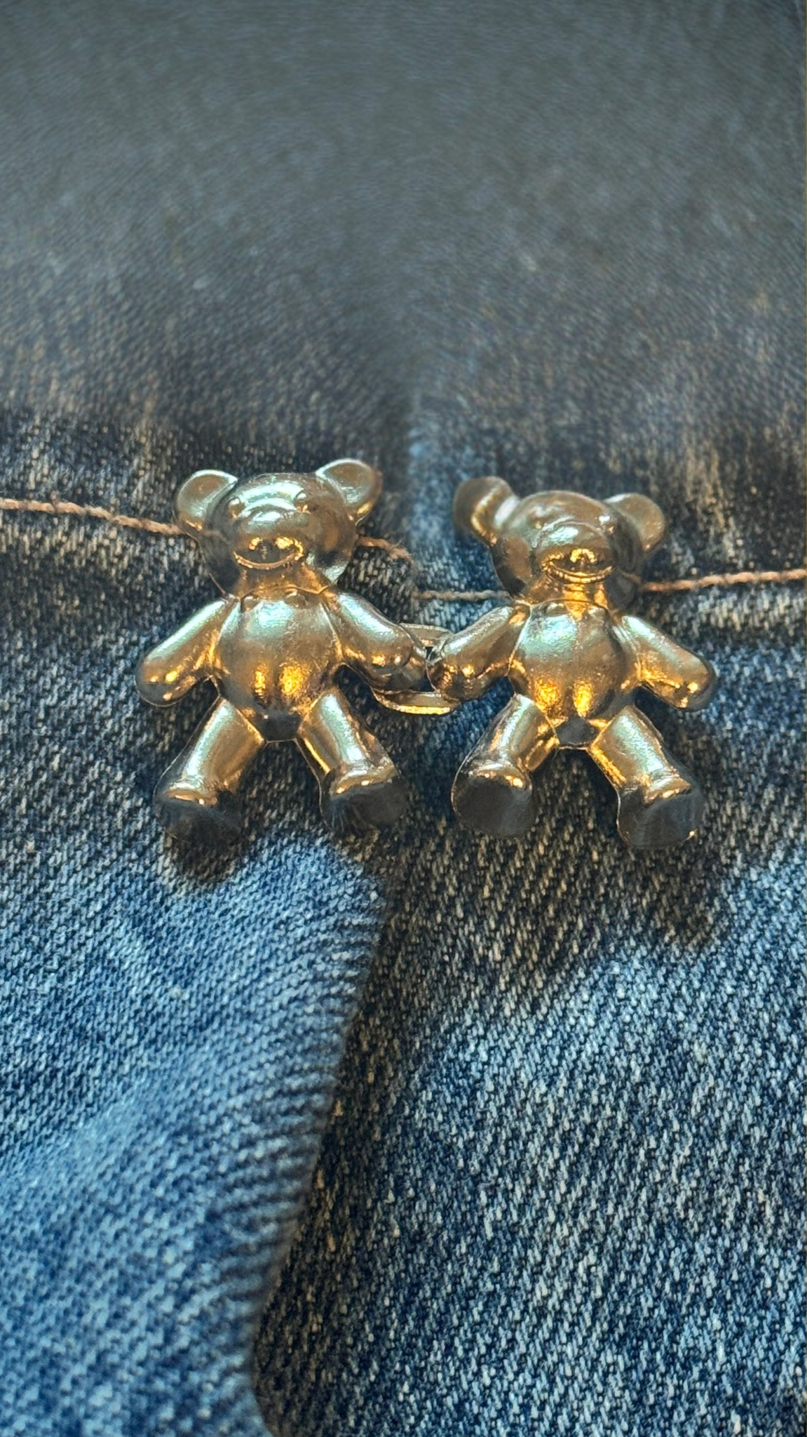 Bärchenbundknöpfe Hosenknopf-Set zum Verstellen von Hosen/Röcken - Bronze, Silber