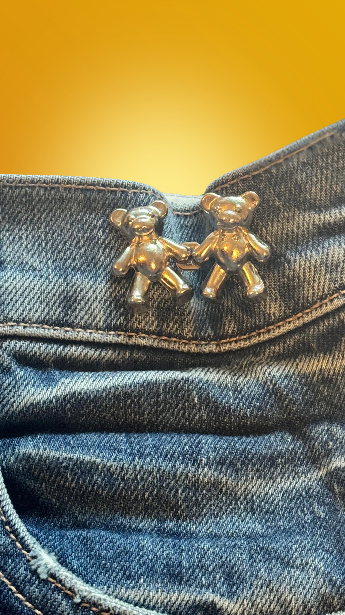 Bärchenbundknöpfe Hosenknopf-Set zum Verstellen von Hosen/Röcken - Bronze, Silber